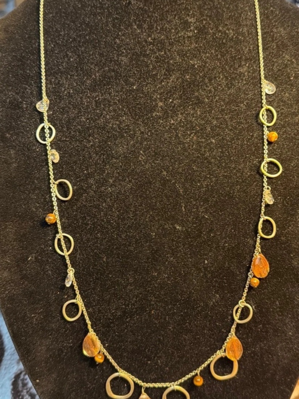 Loft Necklace with glitter brown clear, tigers eye , clear  Beads